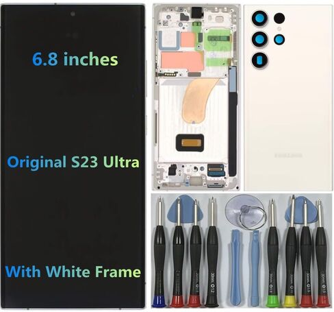 6.8 "AMOLED Original لـ Samsung Galaxy S23 Ultra Display Disposit Digitizer Assembly S23ULTRA 5G S918U S918B/DS S918U1 S918W S918E استبدال شاشة شاشة LCD (مع إطار اللافندر +الغطاء الخلفي +أدوات) in Kuwait