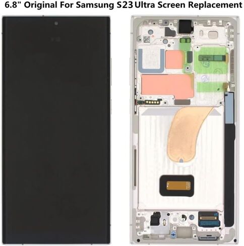 6.8 "AMOLED Original لـ Samsung Galaxy S23 Ultra Display Disposit Digitizer Assembly S23ULTRA 5G S918U S918B/DS S918U1 S918W S918E استبدال شاشة شاشة LCD (مع إطار اللافندر +الغطاء الخلفي +أدوات) in Kuwait