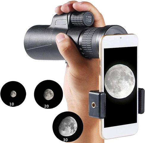 10-30x42 HD Zoom BAK4 Prism FMC Lens Compact with Night Vision Life Waterproof Monocular with Smartphone Adapter and Tripod for Adults Kids in Saudi Arabia