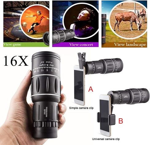 Monoculars Telescope High Power 16X Outdoor Hiking Concert Optical Zoom Lens Armoring Phone Camera Photo Lens Binoculars in Saudi Arabia