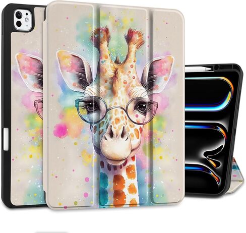 Case Meegoodo لـ M4 iPad Pro 13 Inch Case 2024 ، غطاء الكمبيوتر اللوحي مع حامل Trifold + حامل قلم رصاص + تلقائي للاستيقاظ/النوم + غطاء خلفي لينة للأطفال ، زهرة خيالية جميلة in Saudi Arabia