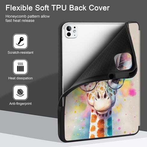 Case Meegoodo لـ M4 iPad Pro 13 Inch Case 2024 ، غطاء الكمبيوتر اللوحي مع حامل Trifold + حامل قلم رصاص + تلقائي للاستيقاظ/النوم + غطاء خلفي لينة للأطفال ، زهرة خيالية جميلة in Saudi Arabia