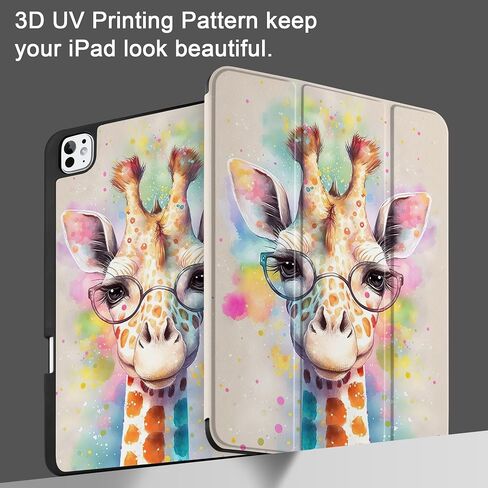 Case Meegoodo لـ M4 iPad Pro 13 Inch Case 2024 ، غطاء الكمبيوتر اللوحي مع حامل Trifold + حامل قلم رصاص + تلقائي للاستيقاظ/النوم + غطاء خلفي لينة للأطفال ، زهرة خيالية جميلة in Saudi Arabia