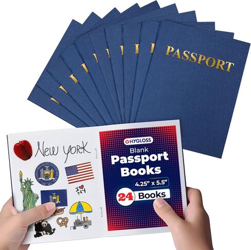 Hygloss Products Blank Passport Book - Fun Pretend Activity for Kids - Great for Classrooms & Parties - Imaginary Travel - Little Travelers Pocket Journal - 24 Blank Pages - 4 ¼" X 5 ½" - 1 Book in Saudi Arabia