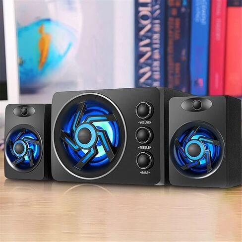 Computer Speakers for Desktop, with Colorful LED Light Desktop Computer Speaker with Subwoofer Perfect 2.1 Gaming and Multimedia PC Speakers(B) in Saudi Arabia