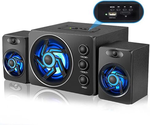 Computer Speakers for Desktop, with Colorful LED Light Desktop Computer Speaker with Subwoofer Perfect 2.1 Gaming and Multimedia PC Speakers(B) in Saudi Arabia