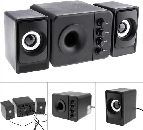 مكبرات صوت الكمبيوتر لسطح المكتب ، نظام المسرح المنزلي PC Super Bass Subwoofer Wired Computer Music Music Boombox Desktop TV SPROOFE (B) in Saudi Arabia