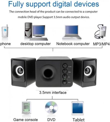 مكبرات صوت الكمبيوتر لسطح المكتب ، نظام المسرح المنزلي PC Super Bass Subwoofer Wired Computer Music Music Boombox Desktop TV SPROOFE (B) in Saudi Arabia