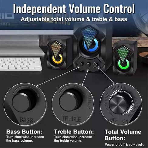 Computer Speakers for Desktop, 2.1 Channel USB Computer Speakers 9W+3W*2 Subwoofer Set Bass Reinforcement Stereo Speakers for PC Phone Loudspeaker in Saudi Arabia