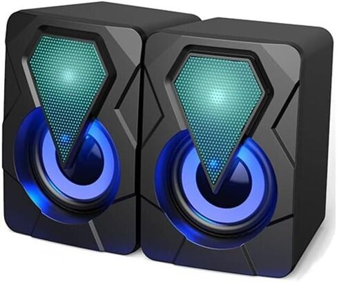 Computer Speakers for Desktop, Computer Speakers for Laptop PC Subwoofer 4D Surround Sound Desktop Speaker Colorful LED Light Soundbar Theater Box Music in Saudi Arabia
