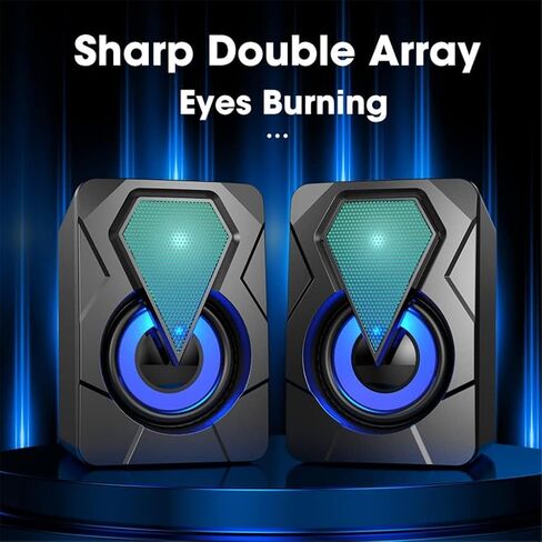 Computer Speakers for Desktop, Computer Speakers for Laptop PC Subwoofer 4D Surround Sound Desktop Speaker Colorful LED Light Soundbar Theater Box Music in Saudi Arabia