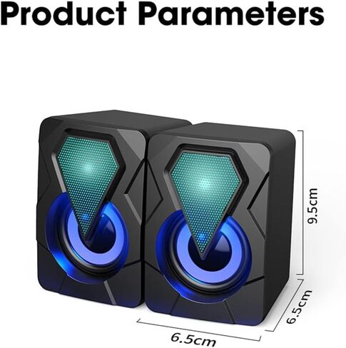 Computer Speakers for Desktop, Computer Speakers for Laptop PC Subwoofer 4D Surround Sound Desktop Speaker Colorful LED Light Soundbar Theater Box Music in Saudi Arabia