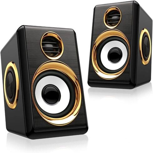 Computer Speakers for Desktop, 1 Pair USB+AUX Wired Computer Speakers Bass Reinforcement 4 Diaphragm for Laptop Desktop 8W High Power Loudspeaker(A) in Saudi Arabia