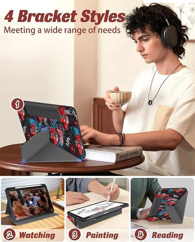 حافظة Miss Adola لجهاز iPad A16/حافظة الجيل العاشر - غطاء تابلت 10.9 بوصة 2022 مع حامل قلم للنساء والأولاد والبنات والرجال لطيف كرتوني رائع ومضحك لجهاز iPad 11th 11 بوصة 2025، عيون حمراء in Kuwait