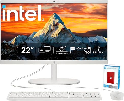 HP 22 "FHD All-In-One كمبيوتر سطح المكتب للأعمال التجارية والاستخدام اليومي • 2025 معالج Intel Dual-Core • ذاكرة وصول عشوائي 32 جيجابايت • تخزين 640 جيجابايت • HDMI • Type-C • Wi-Fi 6 • HD Webcam • Windows11 Pro in Saudi Arabia