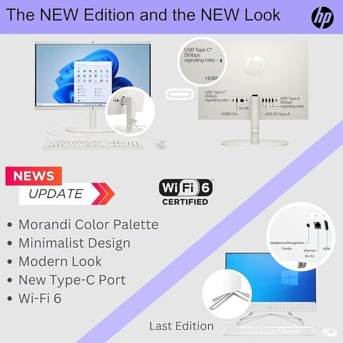 HP 22 "FHD All-In-One كمبيوتر سطح المكتب للأعمال التجارية والاستخدام اليومي • 2025 معالج Intel Dual-Core • ذاكرة وصول عشوائي 32 جيجابايت • تخزين 640 جيجابايت • HDMI • Type-C • Wi-Fi 6 • HD Webcam • Windows11 Pro in Saudi Arabia