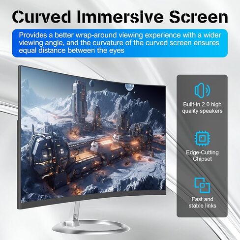 24 "Curved FHD All-in-One Computer ، N5095 8GB RAM ، 512GB SSD ، رباعي النواة ، لوحة المفاتيح والماوس السلكية ، مكبر صوت RGB (N5095/8G/512G) in Kuwait