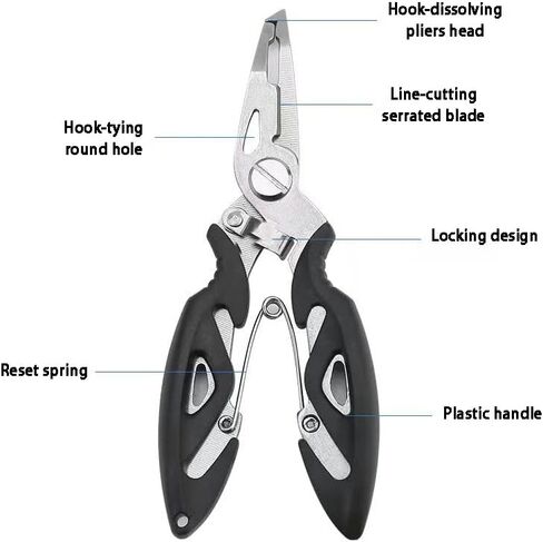 Fishing Pliers with Split Ring Tip & Line Cutter,Multi-Tool Fish Hook Remover,Stainless Steel Fishing Tool for Saltwater/Freshwater in Saudi Arabia