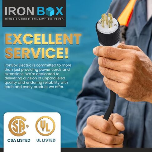 IronBox Electric - Heavy-Duty L21-30P to L6-30R Connector Plug Adapter - 10/3 AWG - 30 Amps and 208V Rated - Reliable Power Solution for Generators, Transfer Switches, and Industrial Equipment(1 foot) in Saudi Arabia