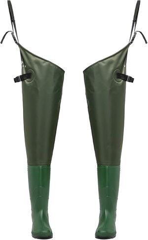 Vinlas Hip Waders for Men/Women, Fly Fishing Accessories, Light Weight Nylon Waterproof Wader Pants with PVC Boots (Green, Men 13 / Women 14) in Saudi Arabia
