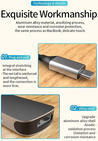 6-in-1 USB-C HUB مع 4K@30Hz HDMI ، قذيفة سبيكة الألومنيوم-محول متعدد الأطوار لـ MacBook ، الكمبيوتر المحمول ، والمزيد in Kuwait