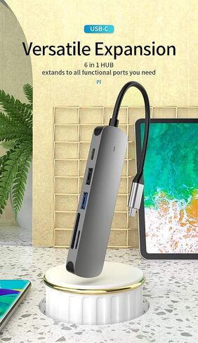 6-in-1 USB-C HUB مع 4K@30Hz HDMI ، قذيفة سبيكة الألومنيوم-محول متعدد الأطوار لـ MacBook ، الكمبيوتر المحمول ، والمزيد in Kuwait
