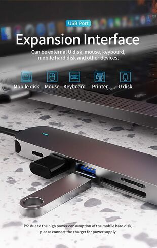 6-in-1 USB-C HUB مع 4K@30Hz HDMI ، قذيفة سبيكة الألومنيوم-محول متعدد الأطوار لـ MacBook ، الكمبيوتر المحمول ، والمزيد in Kuwait