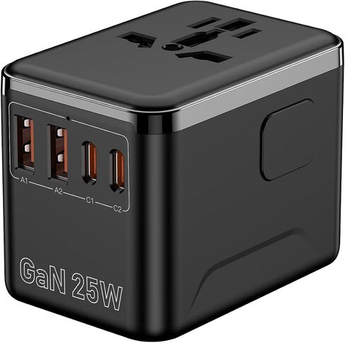 Universal Travel Adapter, International Power Plug Adapter with PD Fast Charging, 4-Port (USB-A/2 USB-C/2), Wall Charger - Worldwide Travel Essentials, Travel Plug Adapter for UK/US/AU/EU in Saudi Arabia