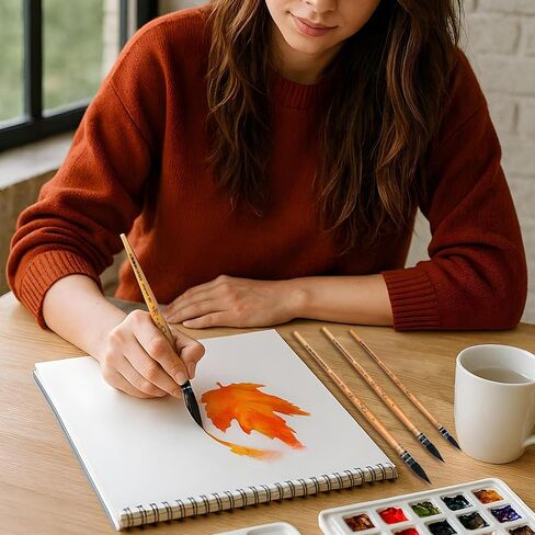 مجموعة فرش طلاء شعر السنجاب الاصطناعية الاحترافية من Falling in Art، مجموعة فرش طلاء مستديرة مدببة مكونة من 4 قطع، فرش فنان بألوان مائية للحصول على تفاصيل دقيقة للرسم (#0#4#8#12) in Kuwait