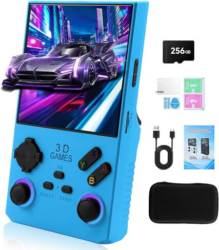 Gwalsnth V40 Max Retro Handheld Game Console ، 40000 Games تم تحصيلها مسبقًا بطاقة 256G TF ، مُدمجة في 49+ محاكيات ، شاشة IPS 4K 4K 4K ، بطارية 4000 مللي أمبير ، وحدة تحكم ألعاب الفيديو المحمولة (اللون الأزرق) in Kuwait
