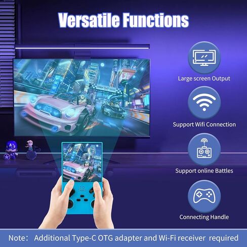 Gwalsnth V40 Max Retro Handheld Game Console ، 40000 Games تم تحصيلها مسبقًا بطاقة 256G TF ، مُدمجة في 49+ محاكيات ، شاشة IPS 4K 4K 4K ، بطارية 4000 مللي أمبير ، وحدة تحكم ألعاب الفيديو المحمولة (اللون الأزرق) in Kuwait