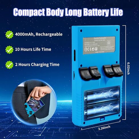 Gwalsnth V40 Max Retro Handheld Game Console ، 40000 Games تم تحصيلها مسبقًا بطاقة 256G TF ، مُدمجة في 49+ محاكيات ، شاشة IPS 4K 4K 4K ، بطارية 4000 مللي أمبير ، وحدة تحكم ألعاب الفيديو المحمولة (اللون الأزرق) in Kuwait