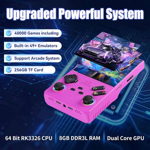 Gwalsnth V40 Max Retro Handheld Game Console ، 40000 Games تم تحصيلها مسبقًا بطاقة 256G TF ، مُدمجة في 49+ محاكيات ، شاشة IPS 4K 4K 4K ، بطارية 4000 مللي أمبير ، وحدة تحكم ألعاب الفيديو المحمولة (اللون الأزرق) in Kuwait