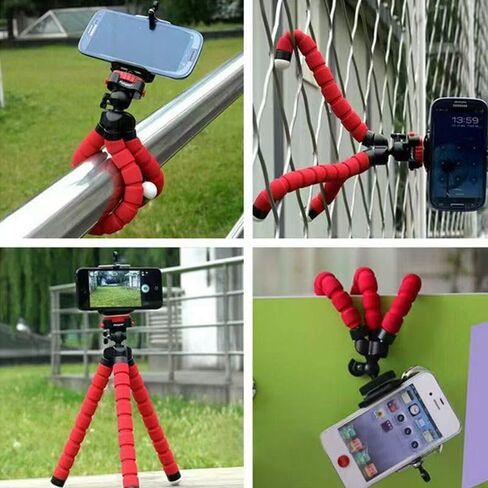1 Red Phone Tripod Stand Octopus-Shaped- Flexible 5.1"(13cm) Legs and Secure Clip for Versatile Mounting Portable and Flexible Phone Tripod Red in Saudi Arabia