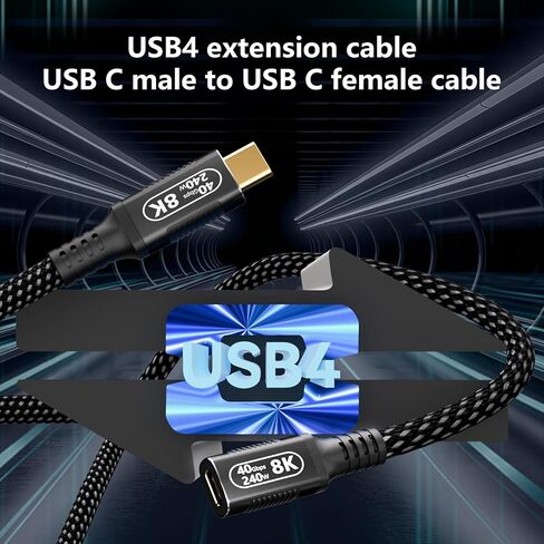 10ft/3M USB-C Male to Female Extension Cable - Thunderbolt 4/USB4/3 Compatible, 40Gbps, 8K@60Hz, 140W PD Fast Charging for M-acBook Pro, Monitors & Type-C Devices in Saudi Arabia