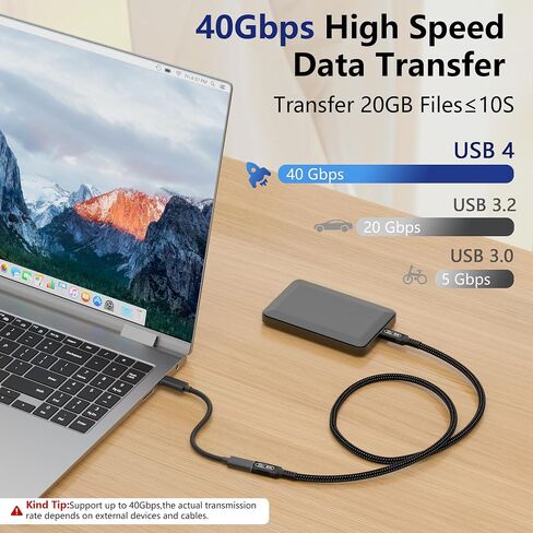 10ft/3M USB-C Male to Female Extension Cable - Thunderbolt 4/USB4/3 Compatible, 40Gbps, 8K@60Hz, 140W PD Fast Charging for M-acBook Pro, Monitors & Type-C Devices in Saudi Arabia