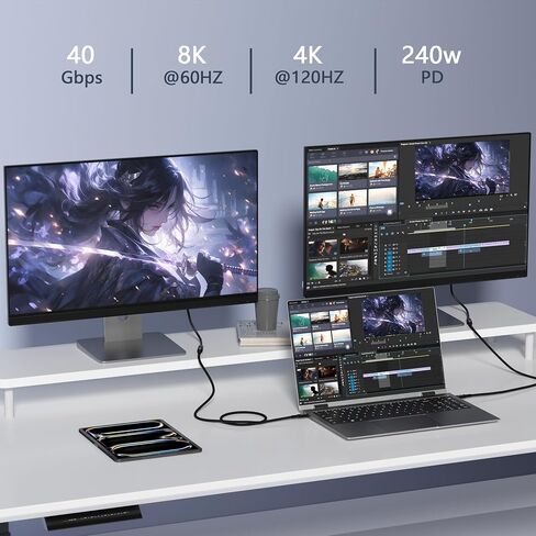 10ft/3M USB-C Male to Female Extension Cable - Thunderbolt 4/USB4/3 Compatible, 40Gbps, 8K@60Hz, 140W PD Fast Charging for M-acBook Pro, Monitors & Type-C Devices in Saudi Arabia