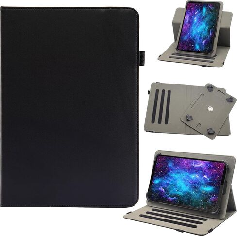 Universal 10 10.1 inch Android Tablet Case ، revvl tab 2 case ، bbjjkkz 360 درجة متعددة الزوايا غطاء باو غطاء جلدي لـ 9.5-11 بوصة ، أسود in Saudi Arabia