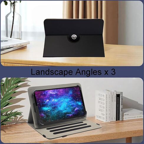 Universal 10 10.1 inch Android Tablet Case ، revvl tab 2 case ، bbjjkkz 360 درجة متعددة الزوايا غطاء باو غطاء جلدي لـ 9.5-11 بوصة ، أسود in Saudi Arabia