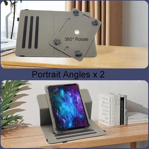 Universal 10 10.1 inch Android Tablet Case ، revvl tab 2 case ، bbjjkkz 360 درجة متعددة الزوايا غطاء باو غطاء جلدي لـ 9.5-11 بوصة ، أسود in Saudi Arabia