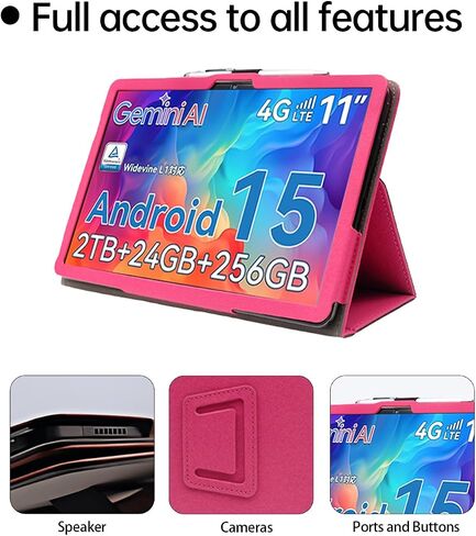 Case for TABWEE W90 Tablet Android 15 11 Inch，WUNIAK Premium Leather Business Folio Stand Cover for TABWEE W90 Tablet Android 15 11 Inch with Hand Strap for Tablet,Black in Saudi Arabia