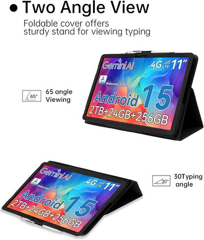 Case for TABWEE W90 Tablet Android 15 11 Inch，WUNIAK Premium Leather Business Folio Stand Cover for TABWEE W90 Tablet Android 15 11 Inch with Hand Strap for Tablet,Black in Kuwait