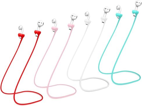 Magnetic Anti-Lost Straps for AirPods, 4Pcs Soft Silicone Sports Lanyard Compatible with AirPods and Pro,Pro2, Neck Rope Cord. (Red/Pink/Green/White) in Saudi Arabia