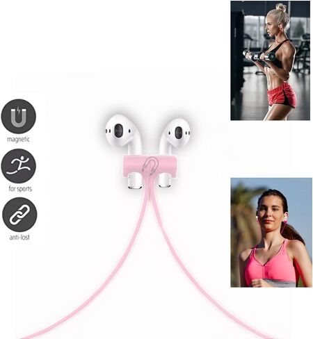 Magnetic Anti-Lost Straps for AirPods, 4Pcs Soft Silicone Sports Lanyard Compatible with AirPods and Pro,Pro2, Neck Rope Cord. (Red/Pink/Green/White) in Saudi Arabia
