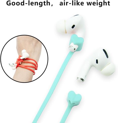 Magnetic Anti-Lost Straps for AirPods, 4Pcs Soft Silicone Sports Lanyard Compatible with AirPods and Pro,Pro2, Neck Rope Cord. (Red/Pink/Green/White) in Saudi Arabia