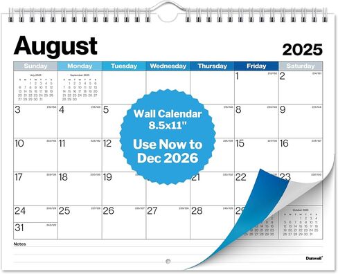 Dunwell 8.5x11 Wall Calendar 2024-2025, Use 18 Months, July 2024 – Dec 2025, Office Calendar 2024-25, Spiral Bound Hanging Calendar, Small Desk Calendar, Monthly Calendar 8.5 x 11 in Kuwait