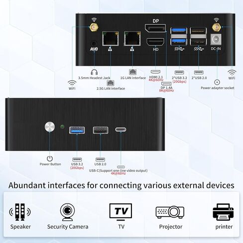 Mini PC I9 ، Desktop Computer Core I9-12900H ، 14 النوى يصل إلى 5.0 جيجا هرتز ، وين -11 برو ، 64 جرام DDR4 ، 2T M.2 PCIE4 in Kuwait