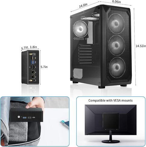 Mini PC I9 ، Desktop Computer Core I9-12900H ، 14 النوى يصل إلى 5.0 جيجا هرتز ، وين -11 برو ، 64 جرام DDR4 ، 2T M.2 PCIE4 in Kuwait