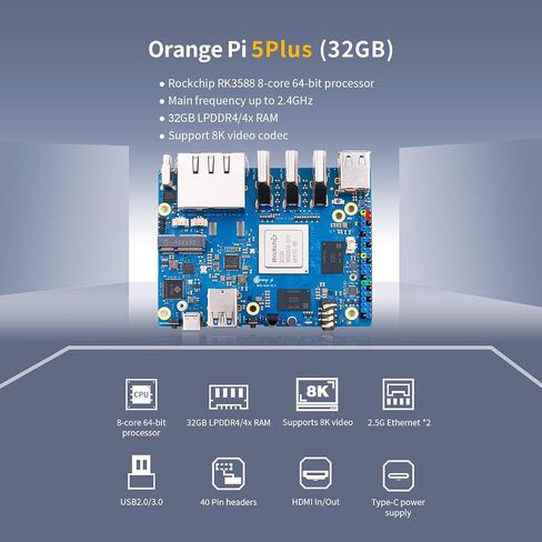 Generic Orange Pi 5 Plus 32GB LPDDR4X RK3588 8 Core 64 Bit Single Board Computer, 2.4GHz Frequency Open Source Development Board Run Orange Pi OS, Android, Debian, Ubuntu (Pi 5 Plus 32GB) in Saudi Arabia