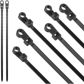100 pcs روابط سوداء سوداء مع فتحة المسمار ، 7.87 بوصة أسود متعدد الأغراض إدارة الحبل الكابل الرمز البريدي الكهربائي ، العلاقات البلاستيكية مع المسمار للاستخدام الداخلي في الهواء الطلق in Kuwait